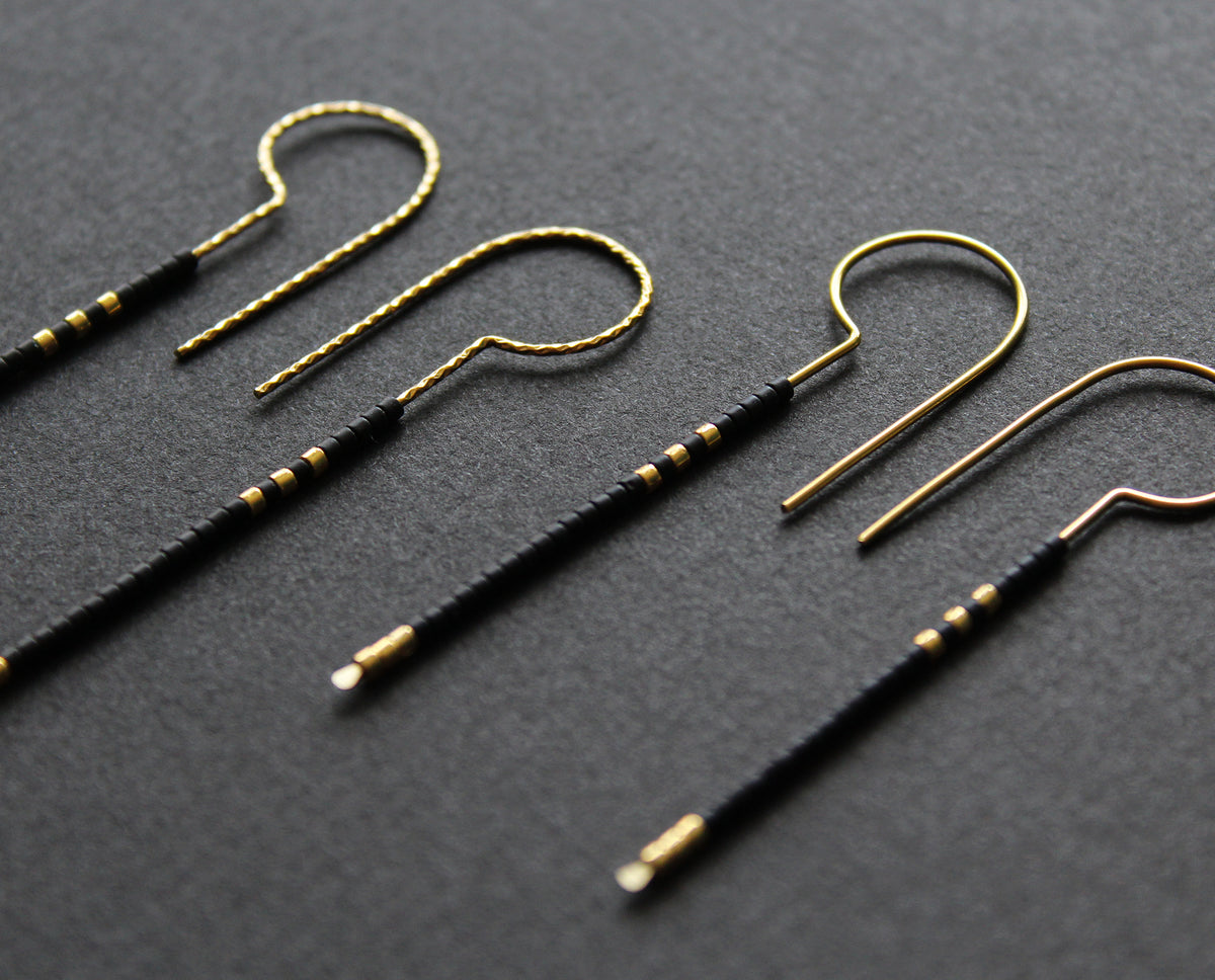 Loop Earrings - Black &amp; Gold