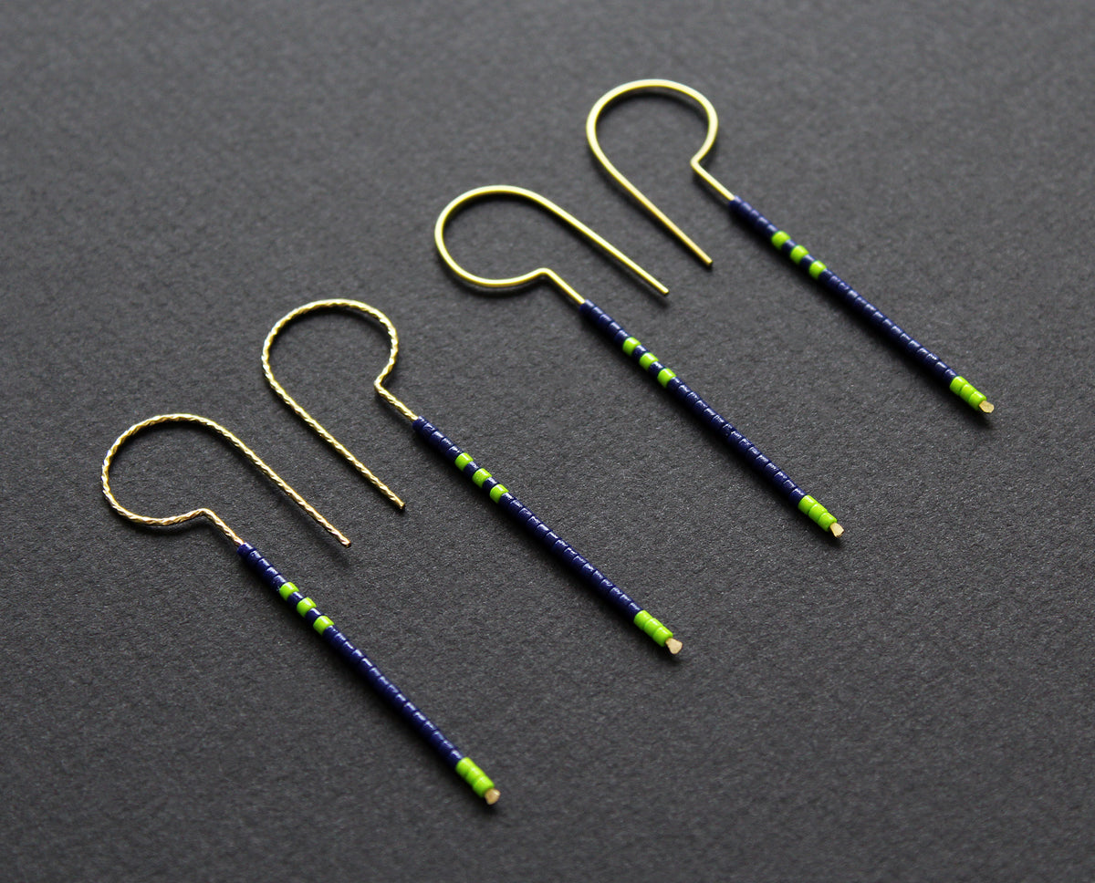 Loop Earrings - Navy Blue &amp; Neon Green