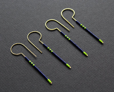 Loop Earrings - Navy Blue & Neon Green