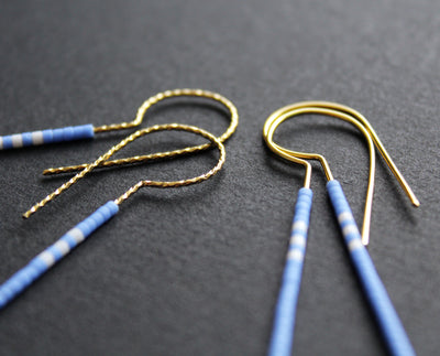 Loop Earrings - Cerulean Blue & White