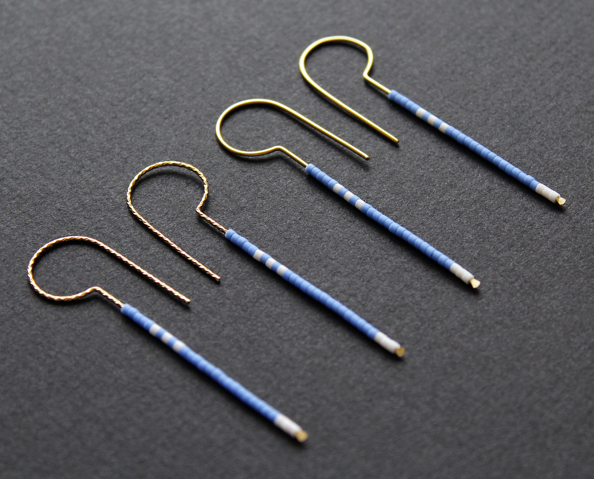 Loop Earrings - Cerulean Blue &amp; White