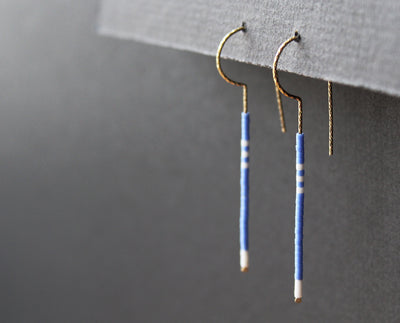 Loop Earrings - Cerulean Blue & White
