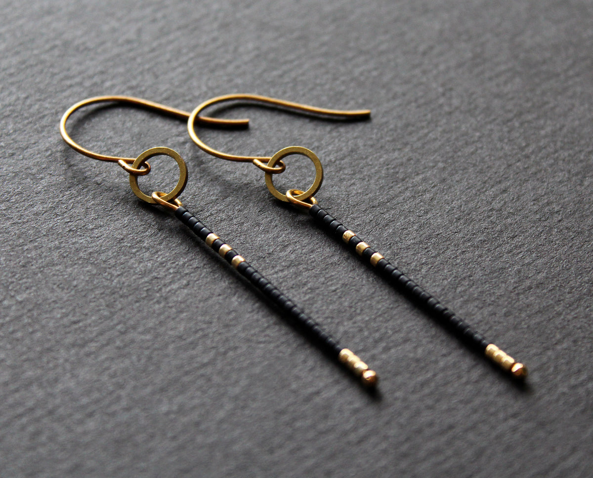 Larna Earrings - Black &amp; Gold