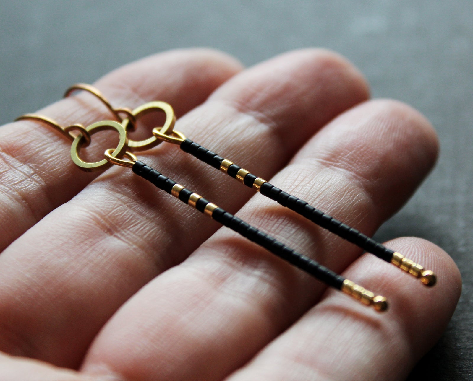 Larna Earrings - Black & Gold