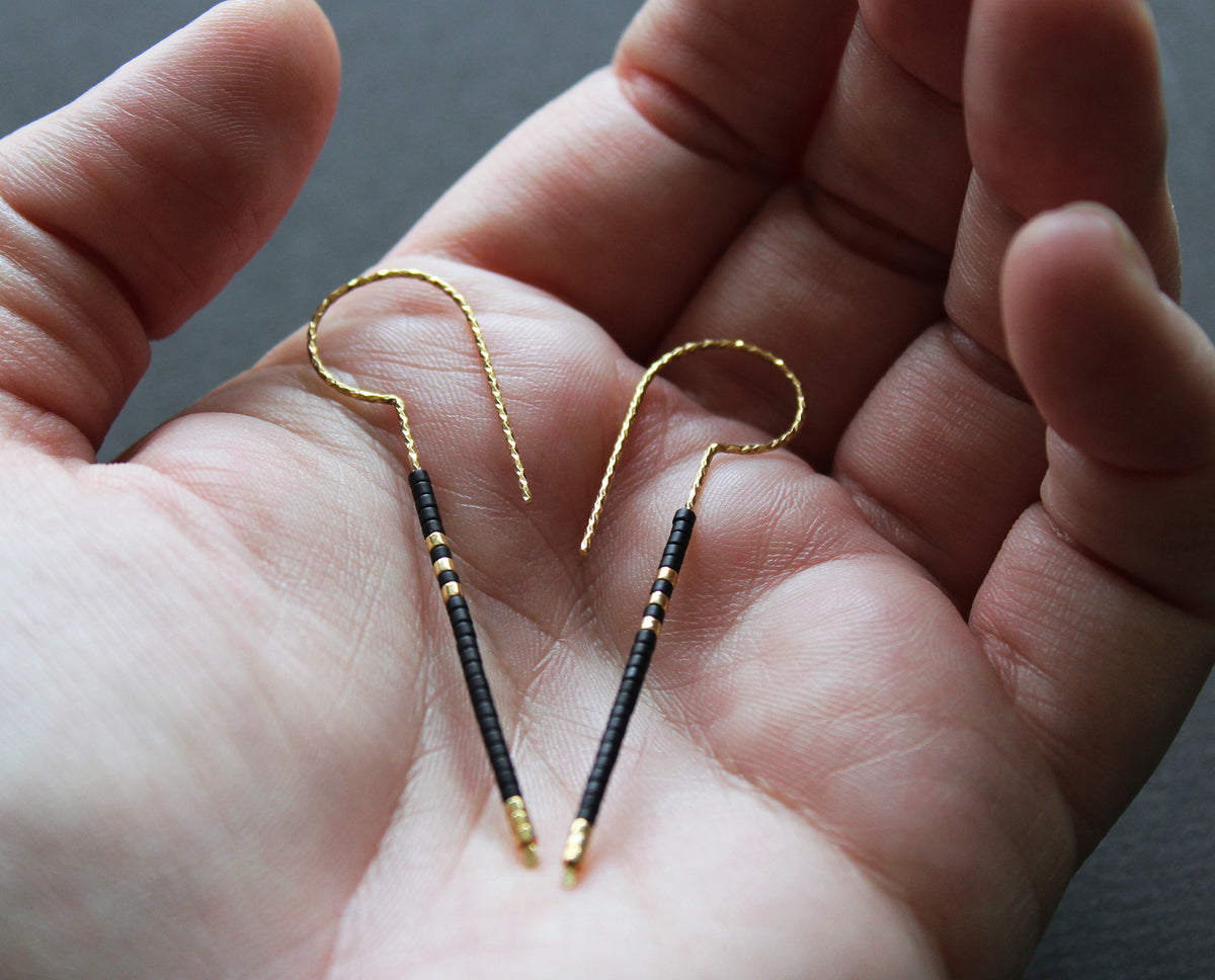 Loop Earrings - Black &amp; Gold