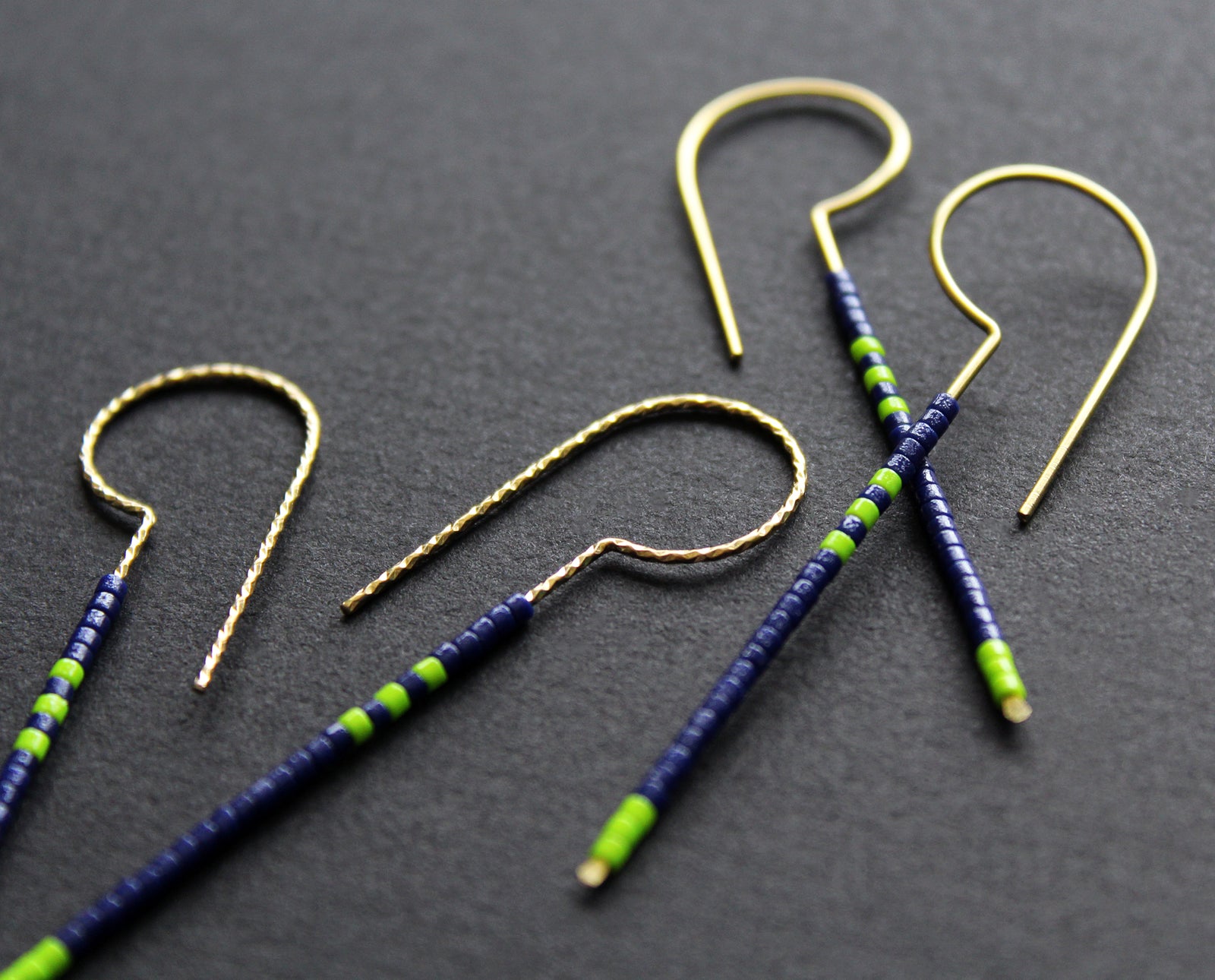 Loop Earrings - Navy Blue & Neon Green