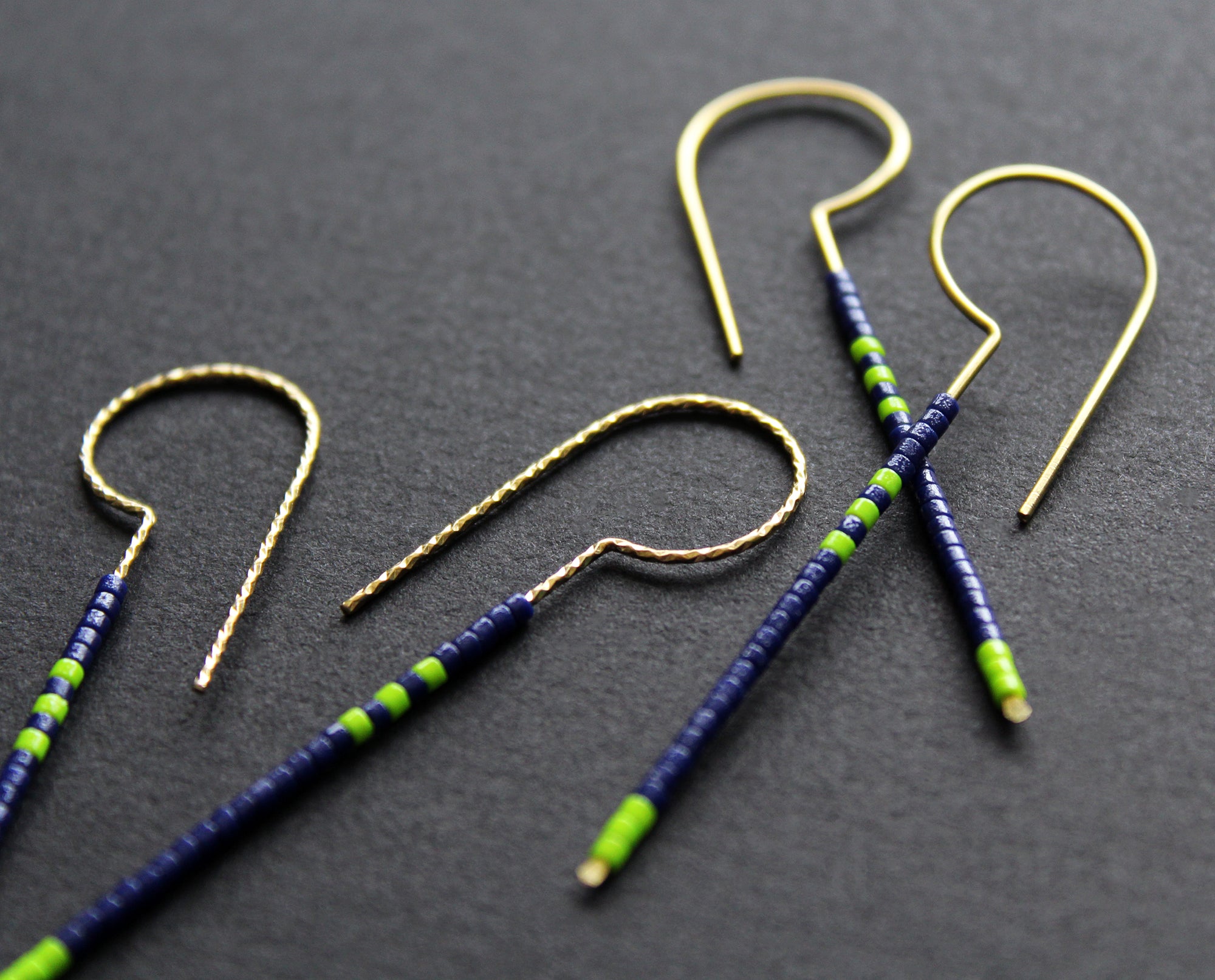 Loop Earrings - Navy Blue & Neon Green