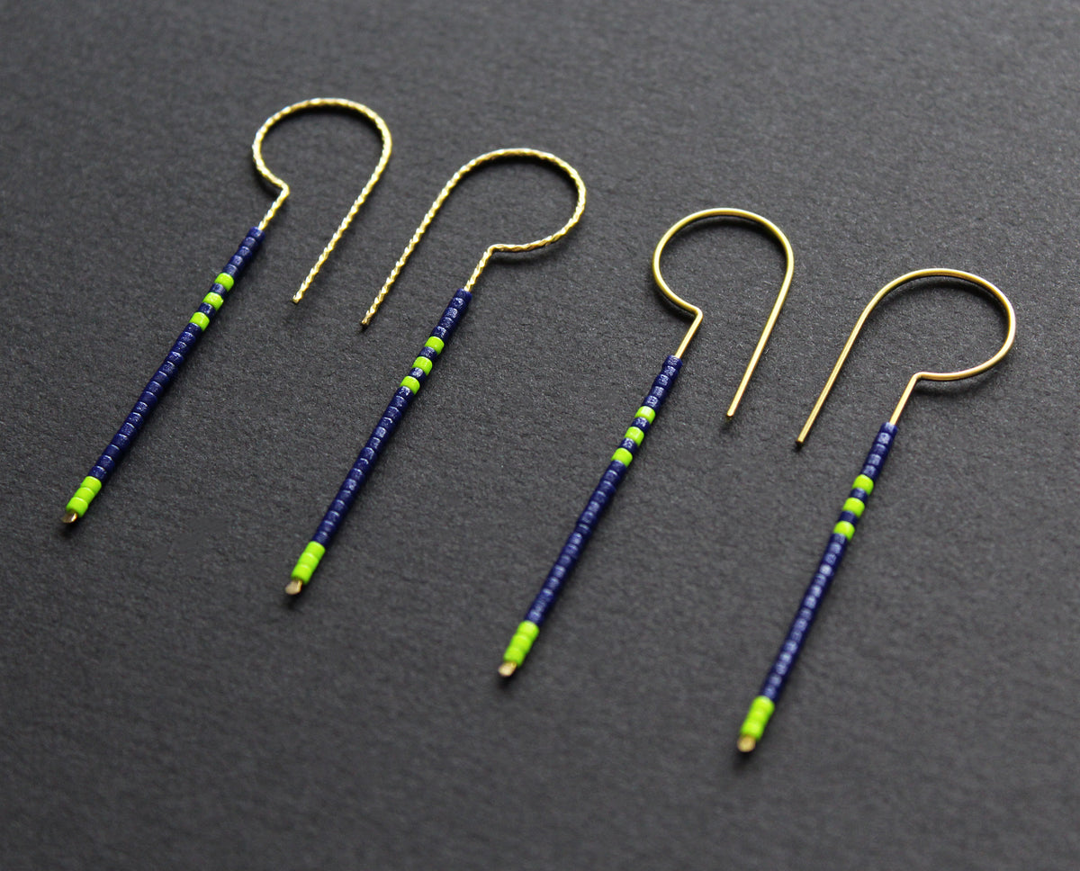 Loop Earrings - Navy Blue &amp; Neon Green