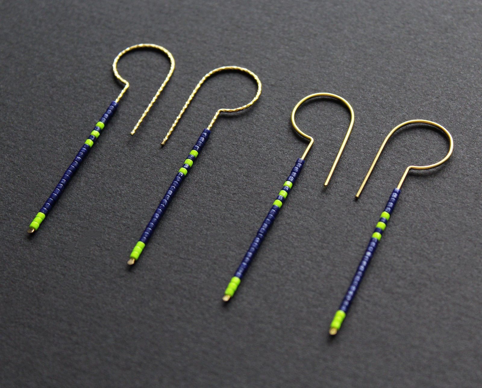 Loop Earrings - Navy Blue & Neon Green