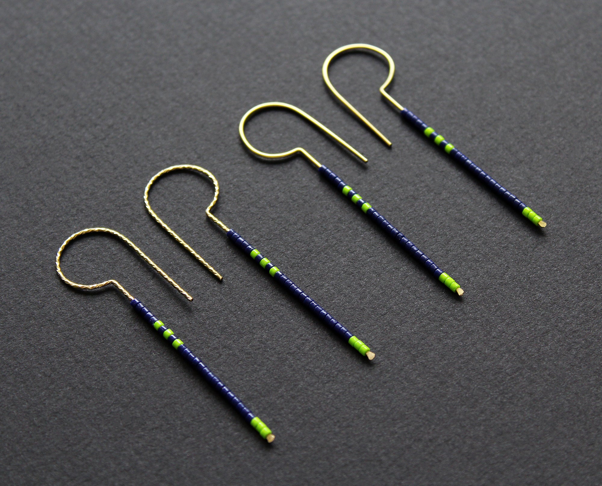 Loop Earrings - Navy Blue & Neon Green