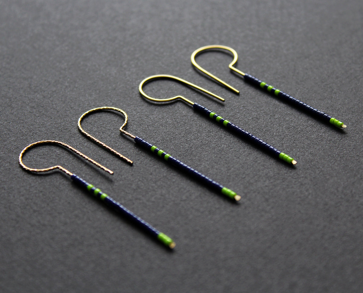 Loop Earrings - Navy Blue &amp; Neon Green