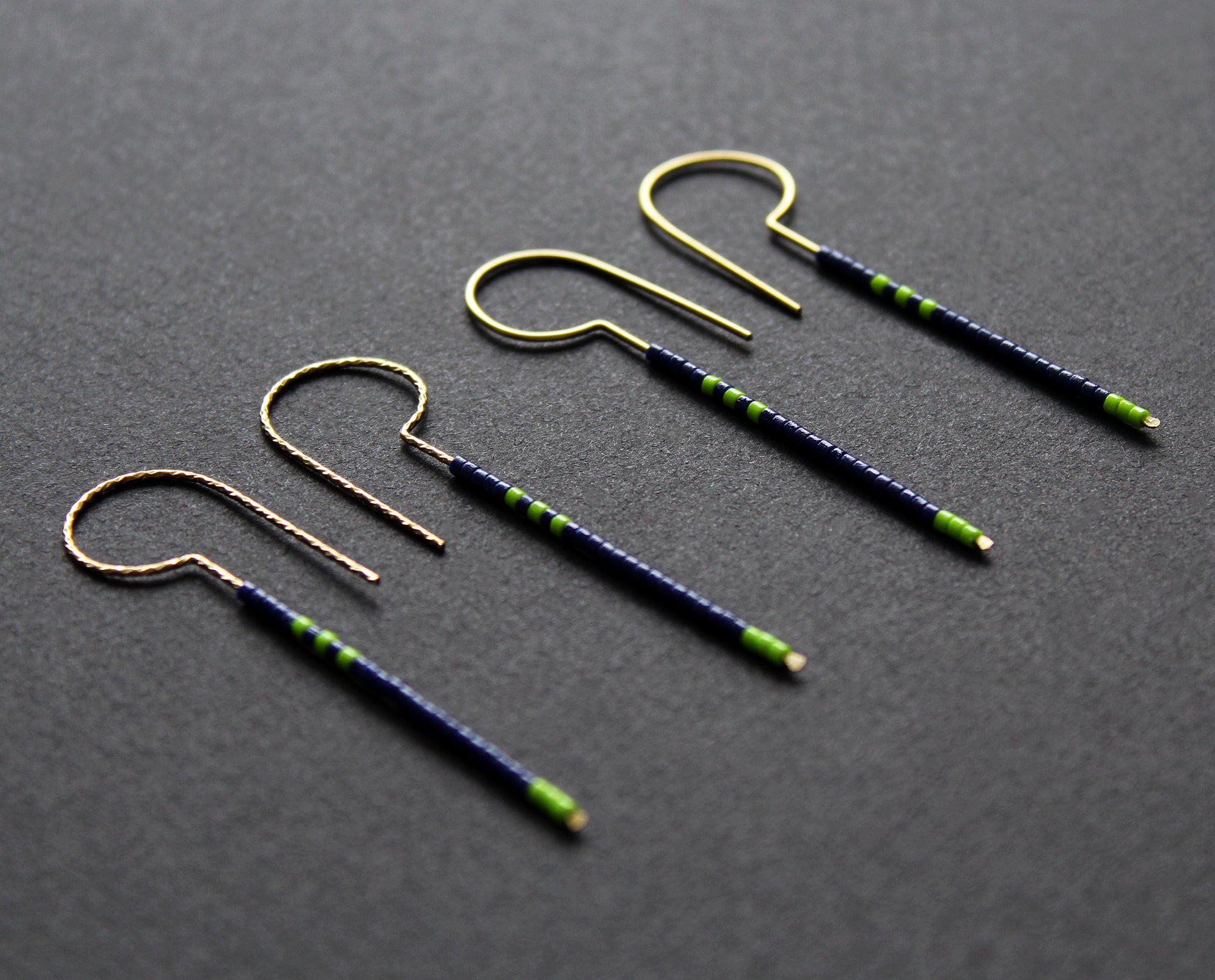 Boucles d'oreilles Loop - Marine & Vert néon