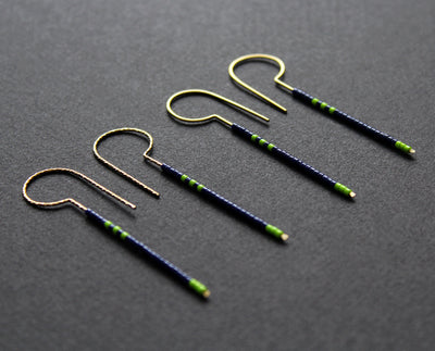 Loop Earrings - Navy Blue & Neon Green