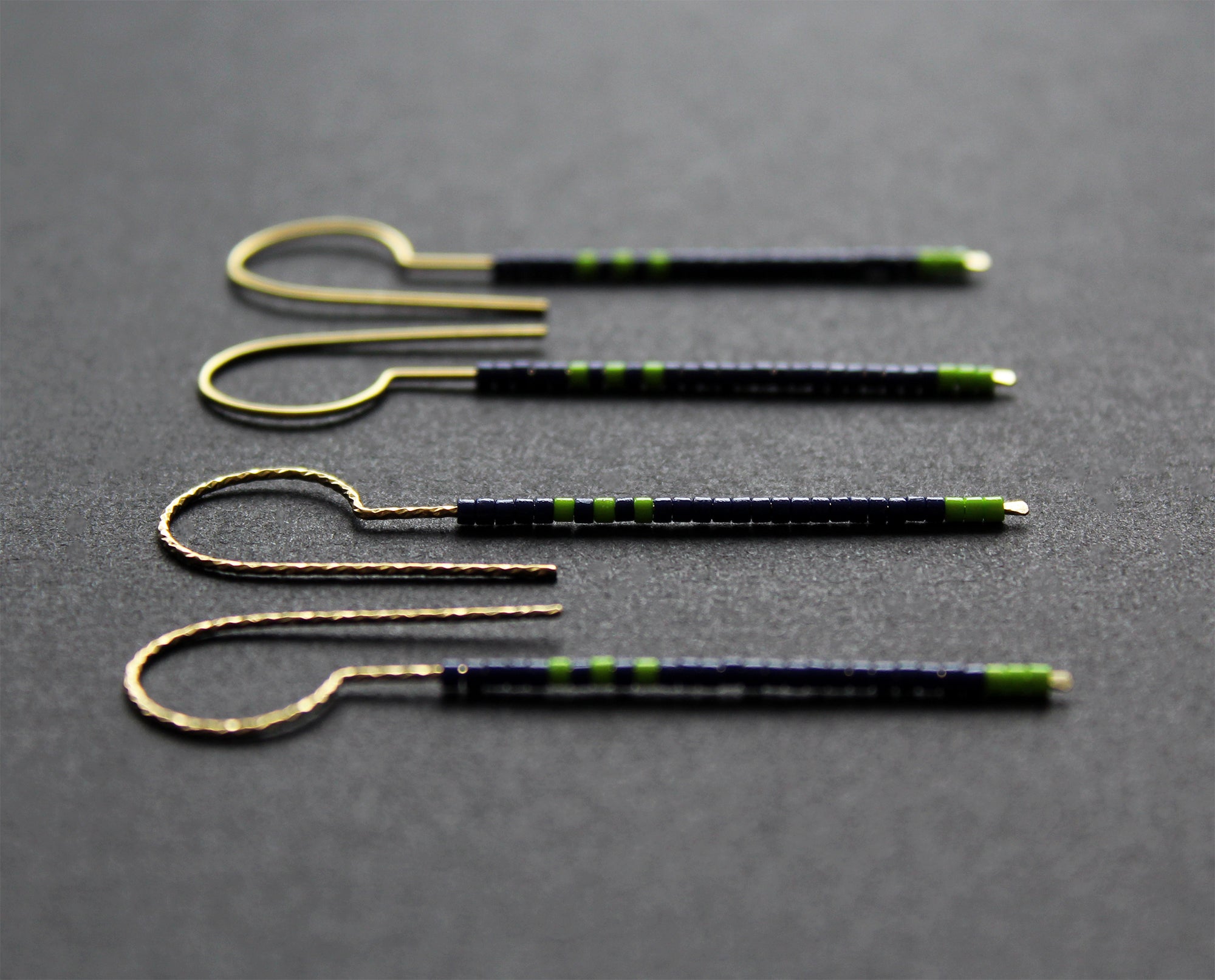 Loop Earrings - Navy Blue & Neon Green