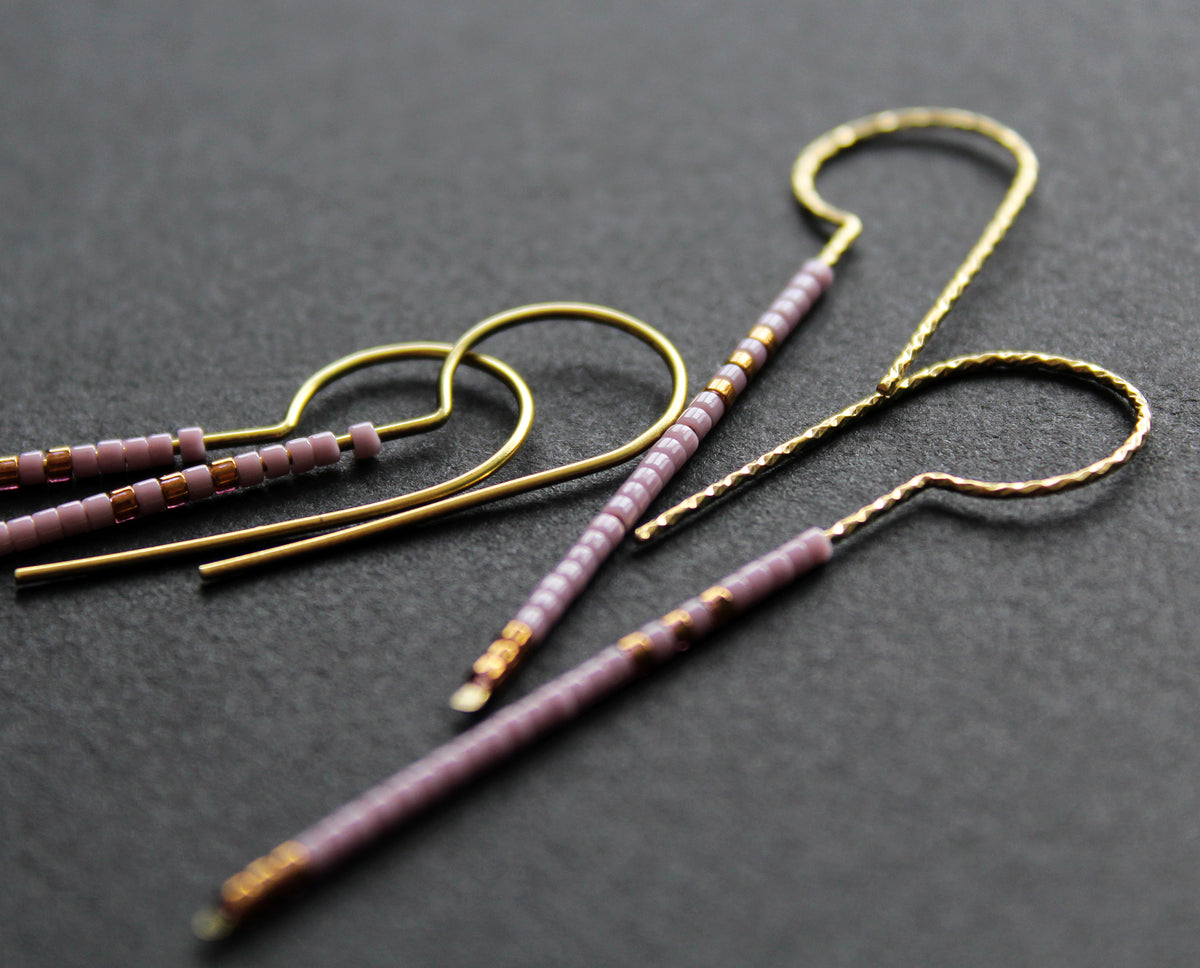 Loop Earrings - Lilac &amp; Bronze