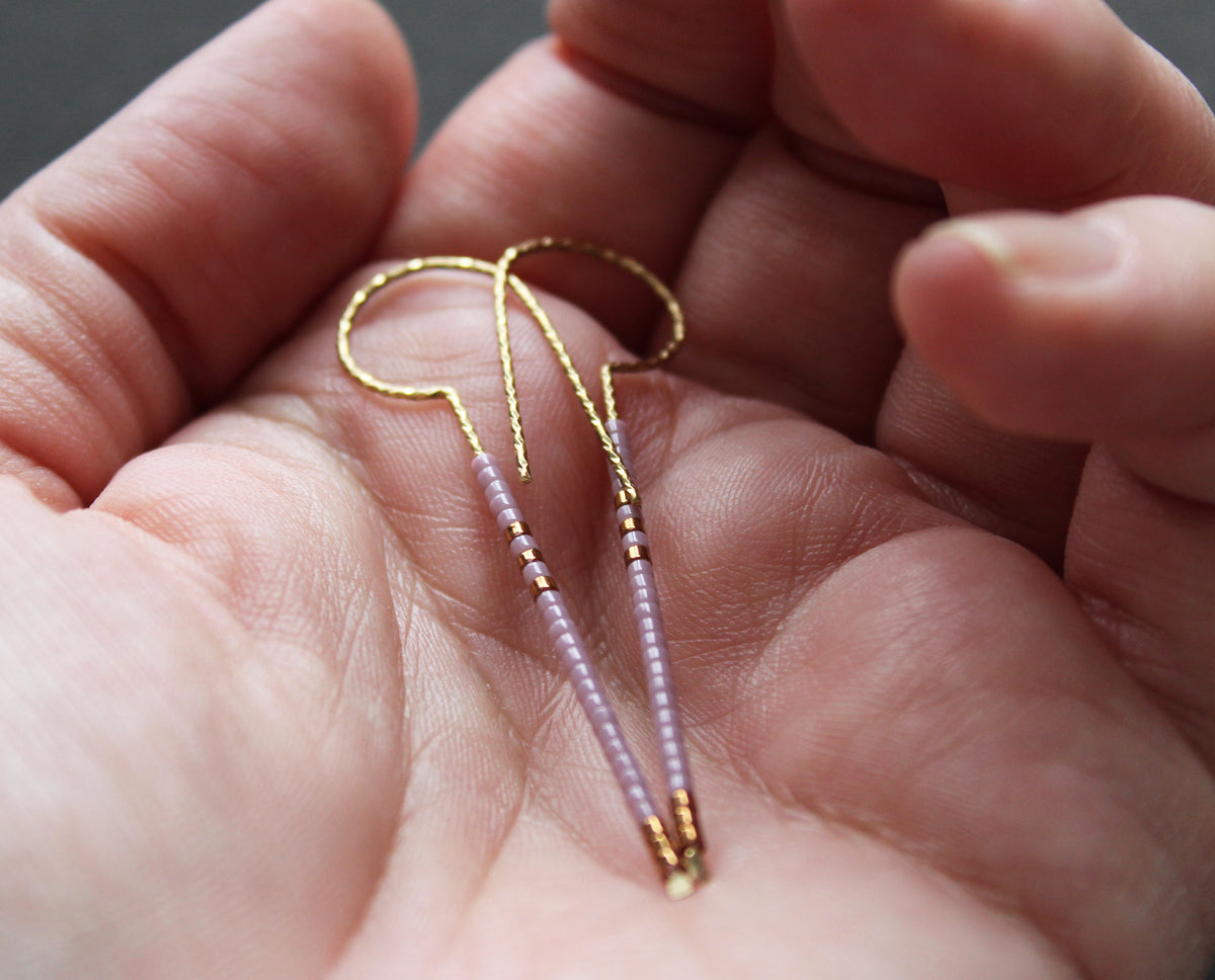 Loop Earrings - Lilac &amp; Bronze