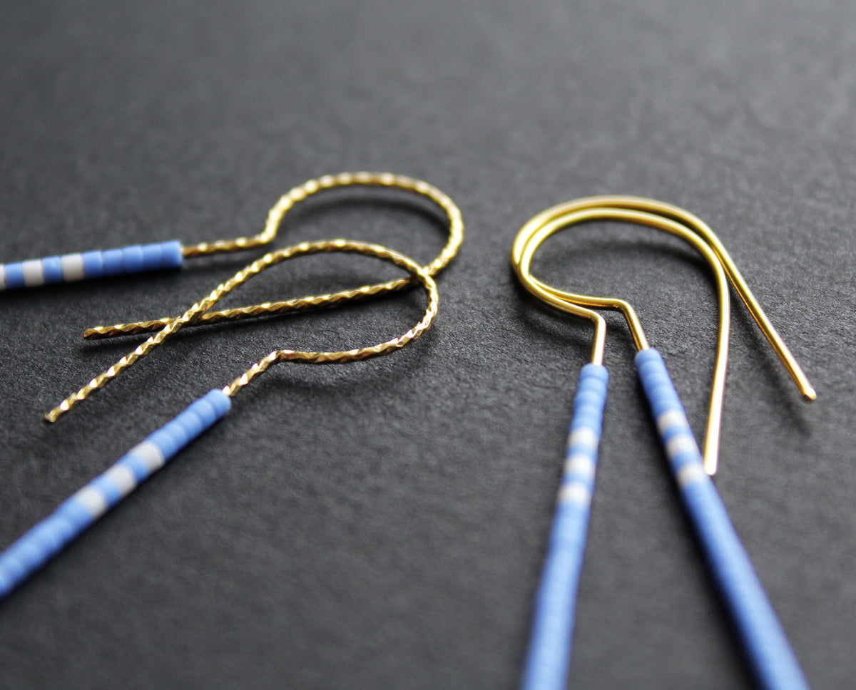 Boucles d'oreilles Loop - Bleu & Blanc