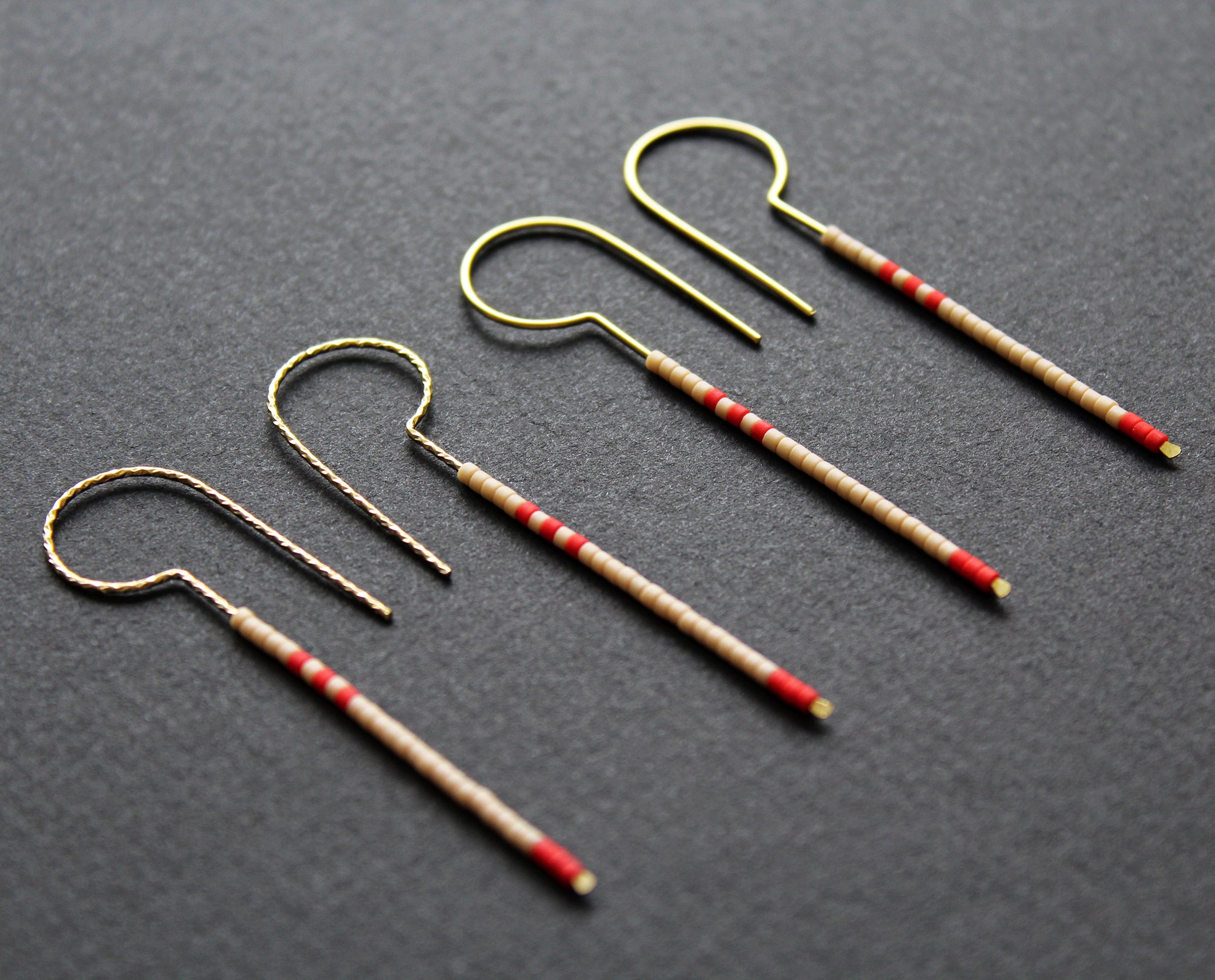 Boucles d'oreilles Loop - Beige & Rouge