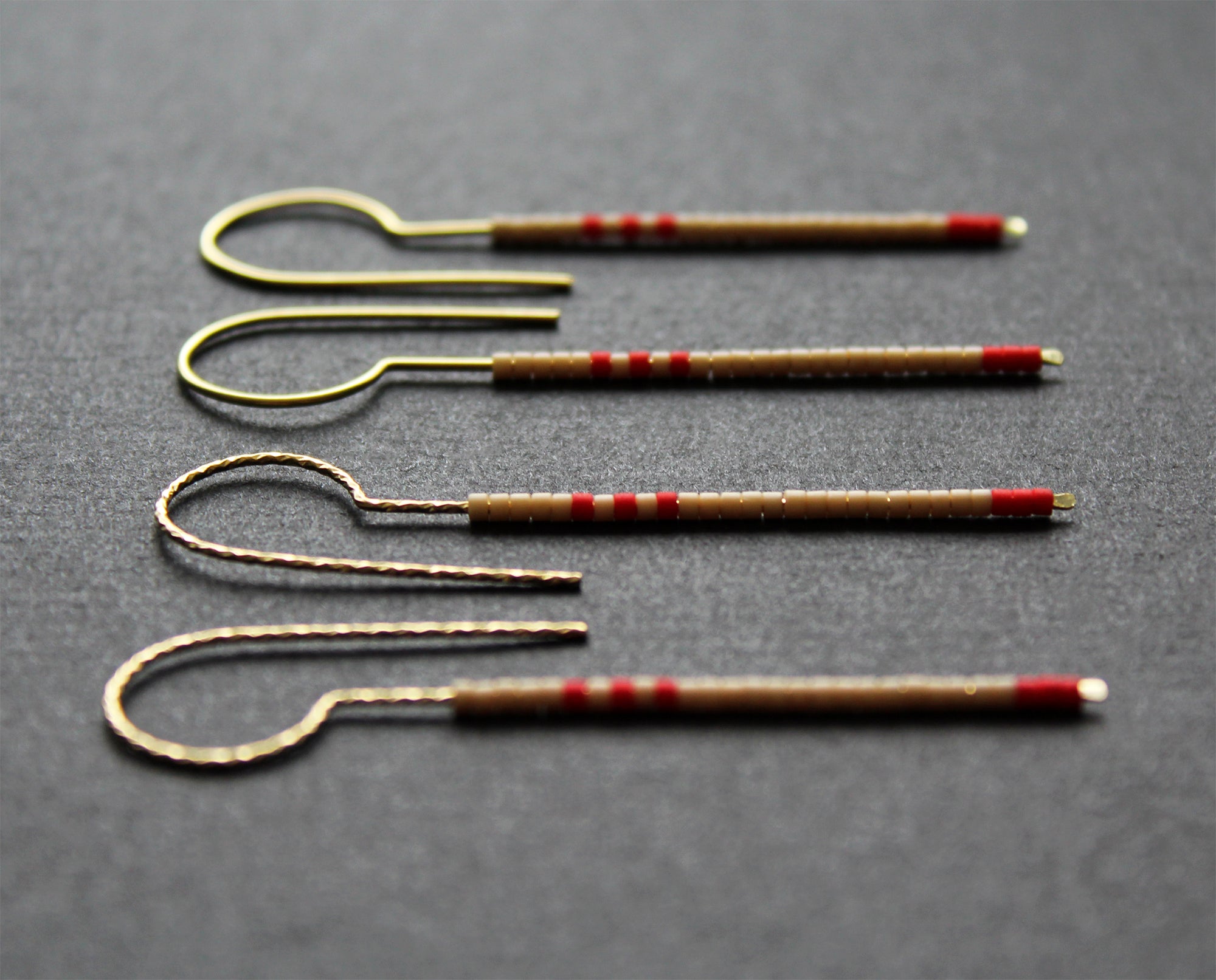 Loop Earrings - Beige & Red