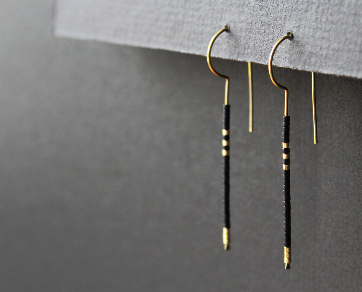 Loop Earrings - Black &amp; Gold