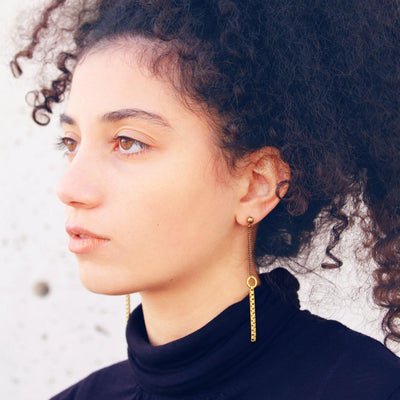 asymmetric drop earrings - Jillian Earrings Asymmetric Black - Nea Jewelry