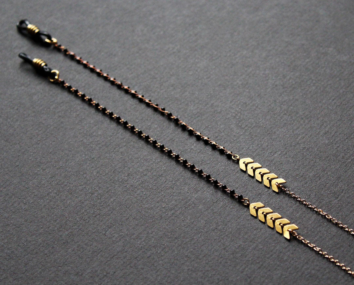 Sunglasses chain black - handmade artisan jewelry Nea