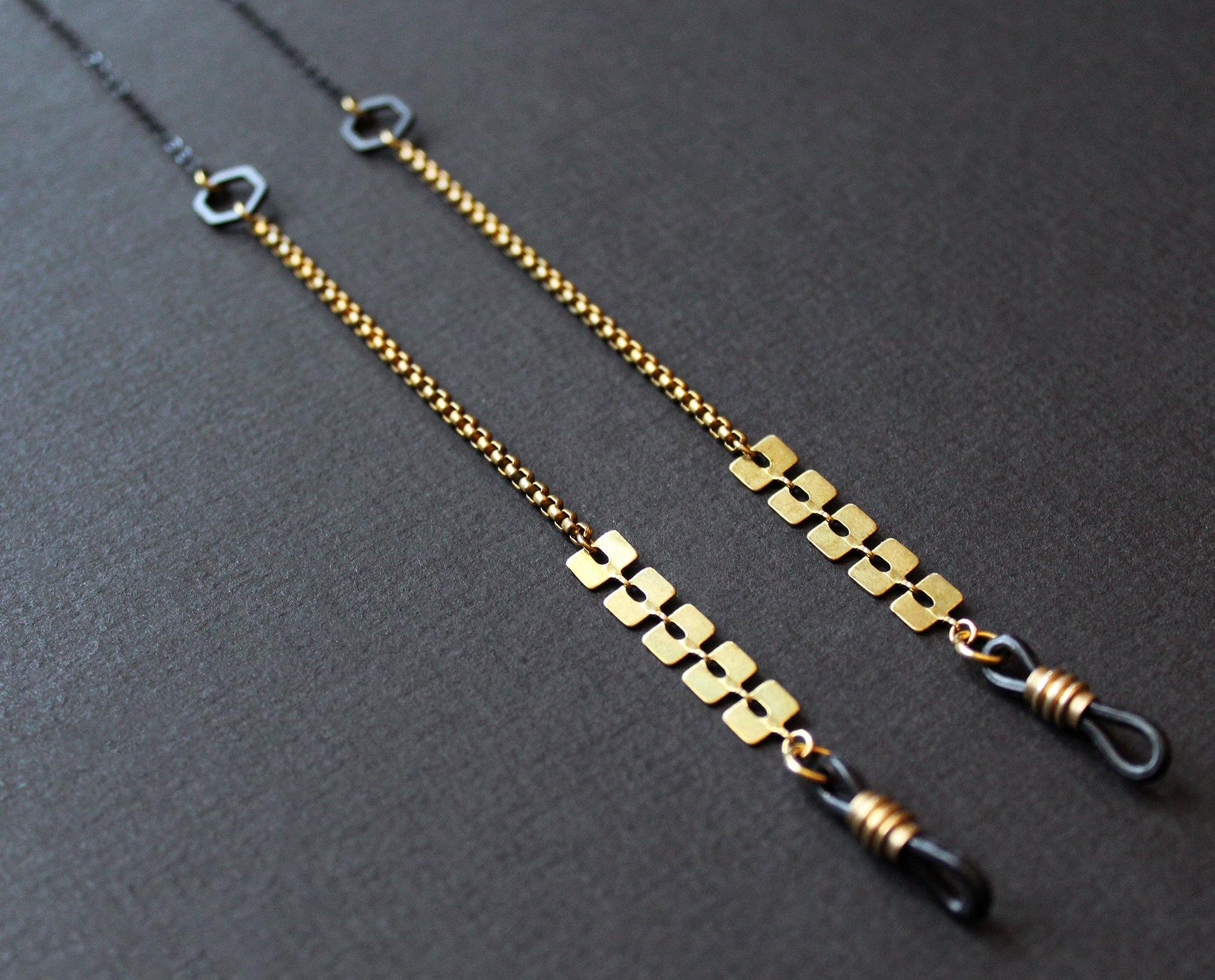 chunky gold geometric sunglasses chain - handmade designer Nea Jewelry