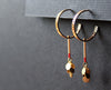 gold plated hoop earrings with dangle charm - handmade artisan Nea Jewelry