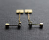 Ear jacket chain earrings, gold brass studs, handmade in Canada - Nea