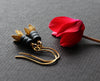 Hanging metal flower earrings, botanical earrings, handmade jewelry by Nea