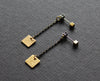Ear jacket chain earrings, gold brass studs, handmade in Canada - Nea
