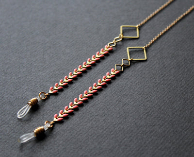 Glasses Chain Pink - chunky geometric statement - handmade artisan Nea Jewelry