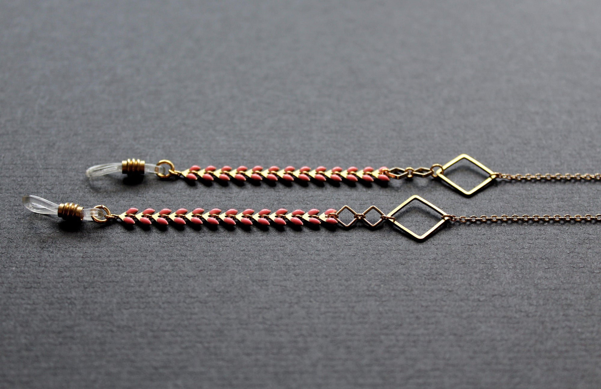 Glasses Chain Pink - chunky geometric statement - handmade artisan Nea Jewelry