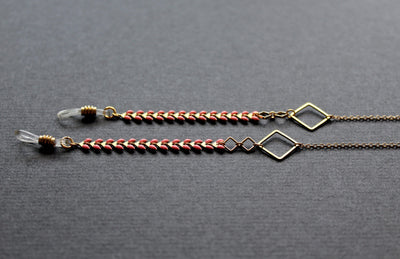 Glasses Chain Pink - chunky geometric statement - handmade artisan Nea Jewelry