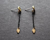 Tiny gold leaf dangle earrings - Handmade jewelry Nea design