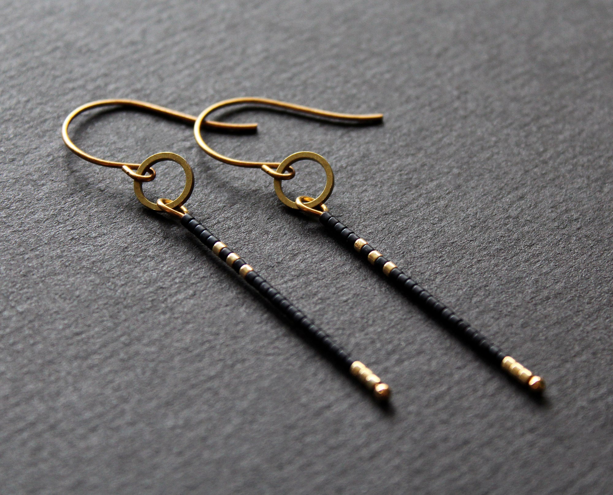 Larna Earrings - Black & Gold