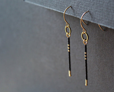 Larna Earrings - Black & Gold